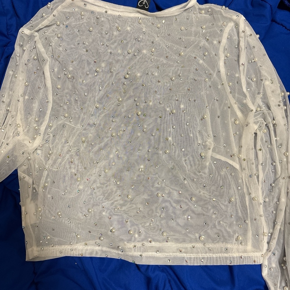 Windsor Sheer Pearl-Studded Cream Blouse